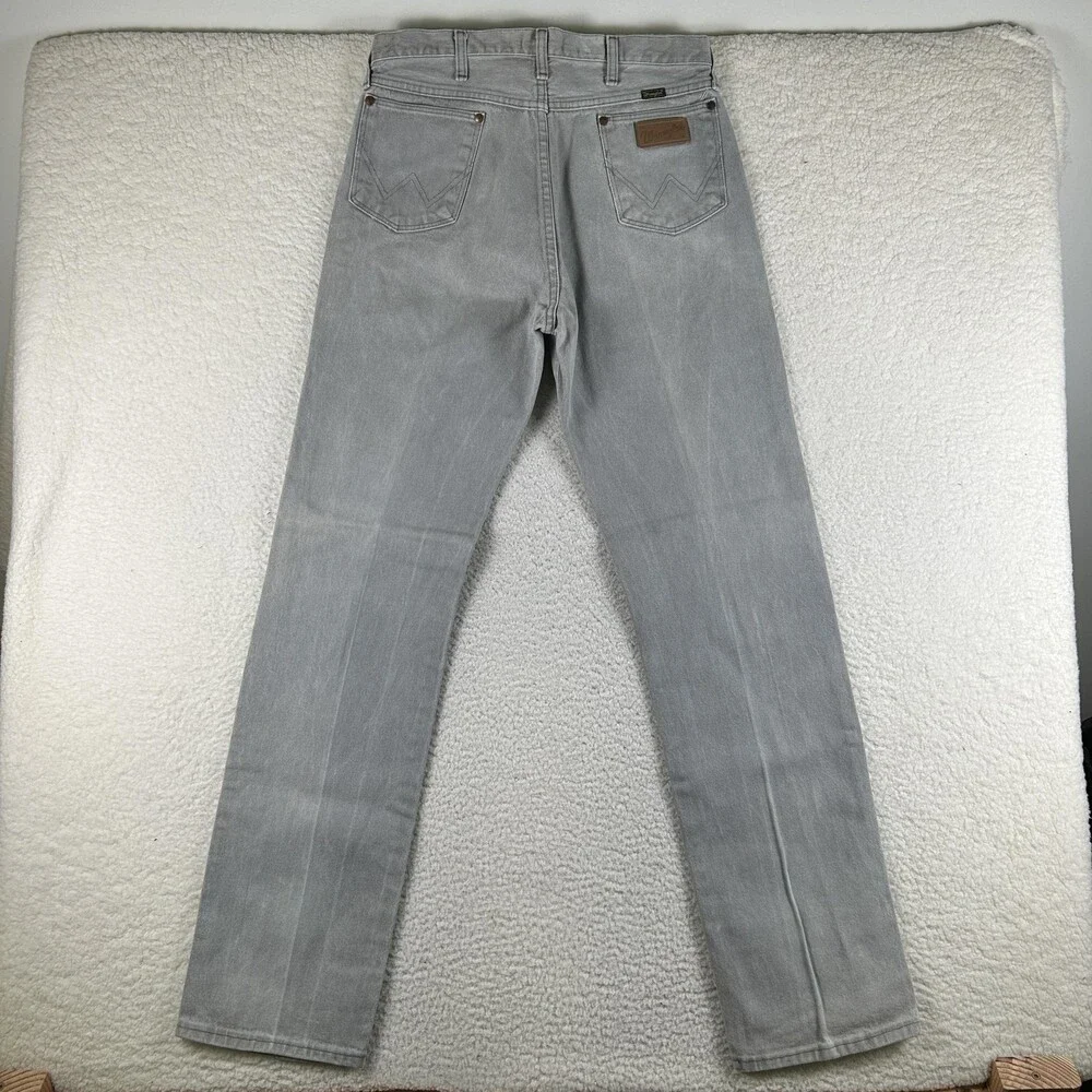 Vintage Wrangler Jeans Mens 32x35 Gray Regular Straight Ideal Zipper 3MWZPG 80s